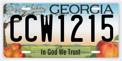 GA license plate CCW1215