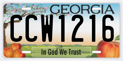 GA license plate CCW1216