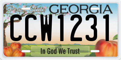 GA license plate CCW1231