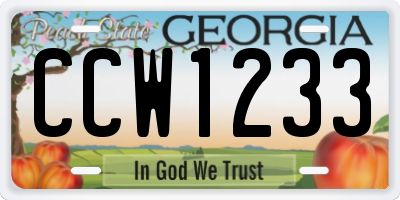 GA license plate CCW1233