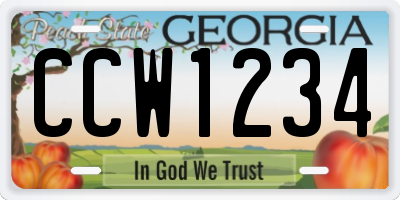 GA license plate CCW1234