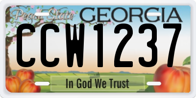 GA license plate CCW1237