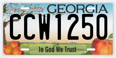 GA license plate CCW1250