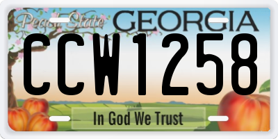GA license plate CCW1258