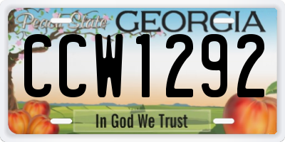 GA license plate CCW1292