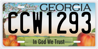 GA license plate CCW1293