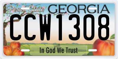 GA license plate CCW1308