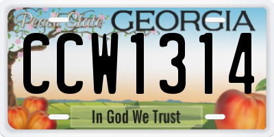 GA license plate CCW1314