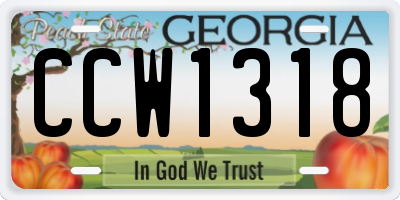 GA license plate CCW1318