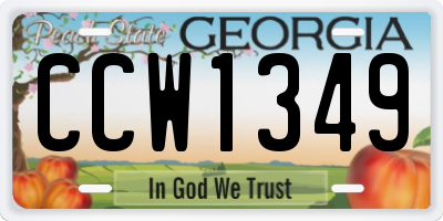 GA license plate CCW1349