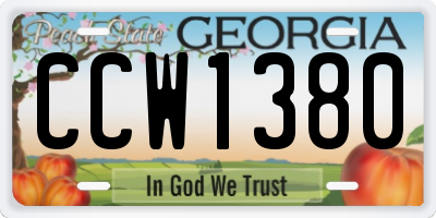 GA license plate CCW1380