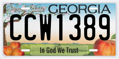 GA license plate CCW1389