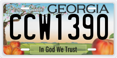 GA license plate CCW1390