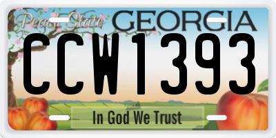 GA license plate CCW1393