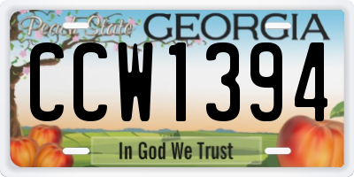 GA license plate CCW1394