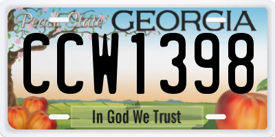 GA license plate CCW1398