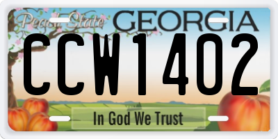 GA license plate CCW1402