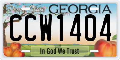 GA license plate CCW1404