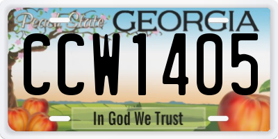 GA license plate CCW1405