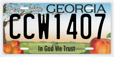 GA license plate CCW1407