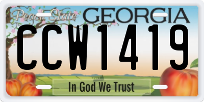 GA license plate CCW1419