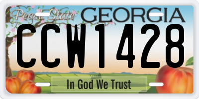 GA license plate CCW1428