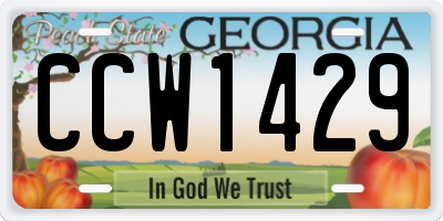 GA license plate CCW1429
