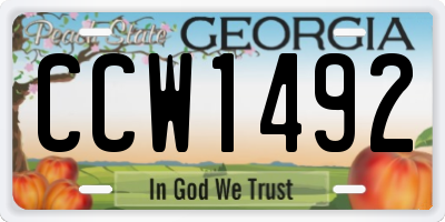 GA license plate CCW1492