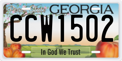 GA license plate CCW1502