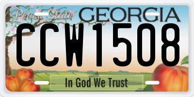GA license plate CCW1508