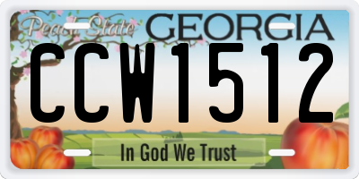 GA license plate CCW1512