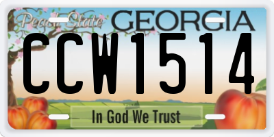 GA license plate CCW1514