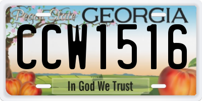 GA license plate CCW1516