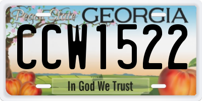 GA license plate CCW1522