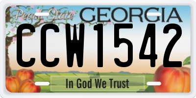 GA license plate CCW1542
