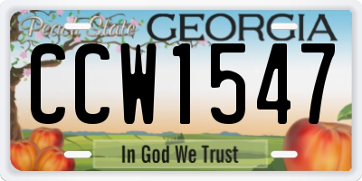 GA license plate CCW1547