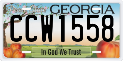 GA license plate CCW1558