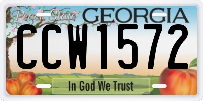 GA license plate CCW1572