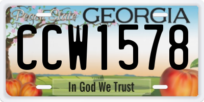 GA license plate CCW1578