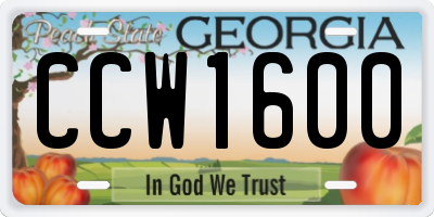 GA license plate CCW1600