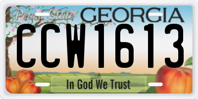GA license plate CCW1613