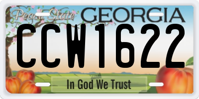 GA license plate CCW1622