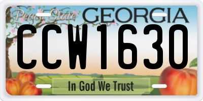 GA license plate CCW1630