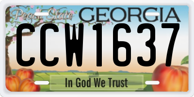 GA license plate CCW1637