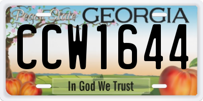 GA license plate CCW1644