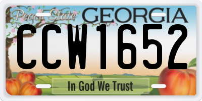 GA license plate CCW1652