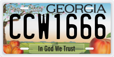 GA license plate CCW1666