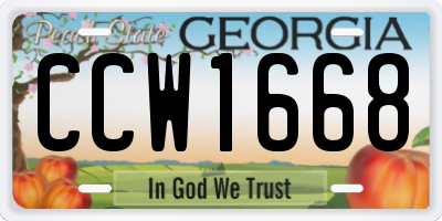 GA license plate CCW1668