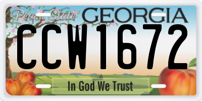 GA license plate CCW1672