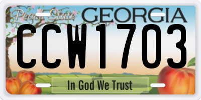 GA license plate CCW1703